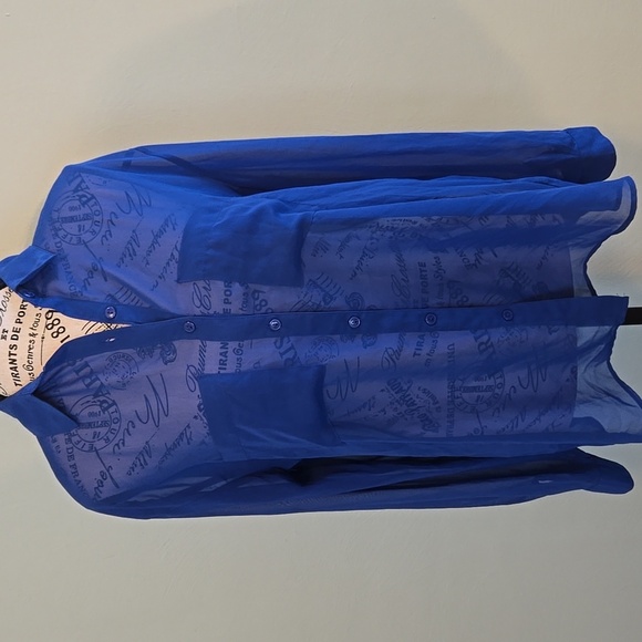 Blue Button down Blouse - Picture 1 of 4